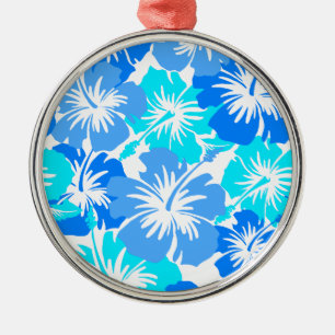 Epic Hibiskus Hawaiian Floral Aloha Shirt drucken Silbernes Ornament