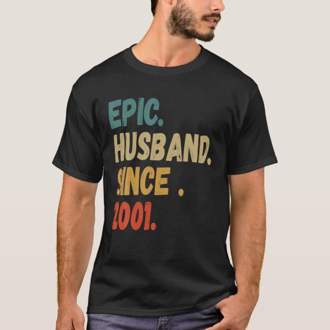 Epic Husband seit 2001 Wedding Anniversary Retro T-Shirt (Vorderseite)