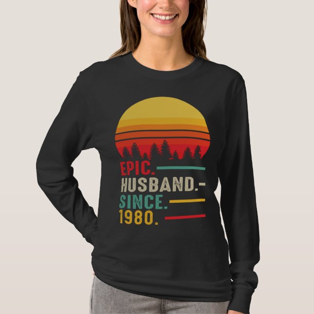 Epic Husband Since 1980 Happy Anniversary T-Shirt (Vorderseite)