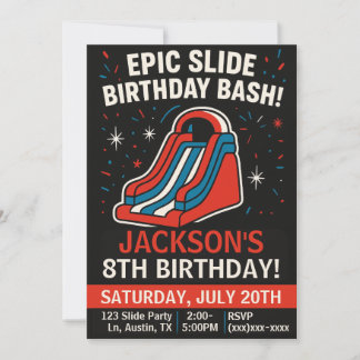 Epic Inflatable Slide Birthday Party Invitation Einladung