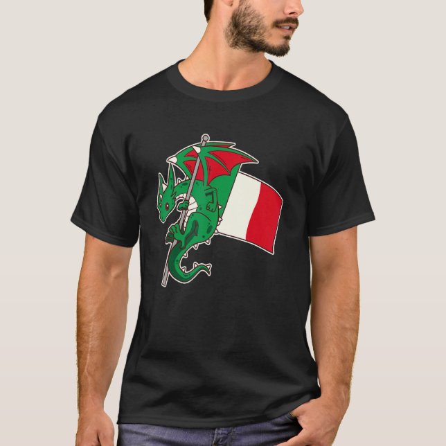 Epic Italian Dragon Proud Italy Flag T-Shirt (Vorderseite)