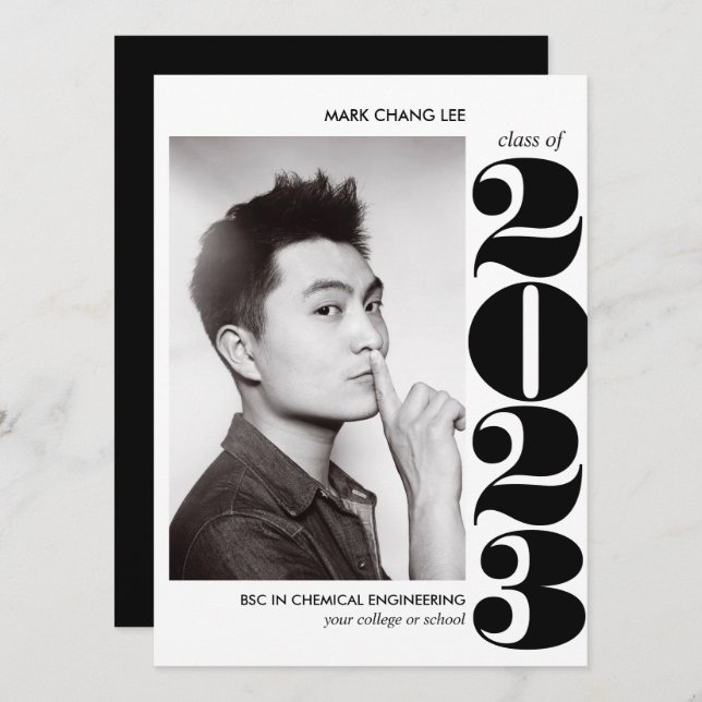 EPIC JAHR | BLACK BOLD UNI FOTO ABSCHLUSS KARTE (Vorne/Hinten)