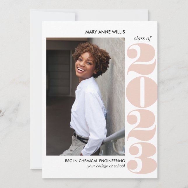 EPIC JAHR | BLUSH PINK UNI FOTO ABSCHLUSS KARTE (Vorderseite)