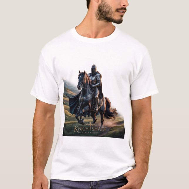 Epic Knight on Black Horst - Mittelalterlicher Hel T-Shirt (Vorderseite)