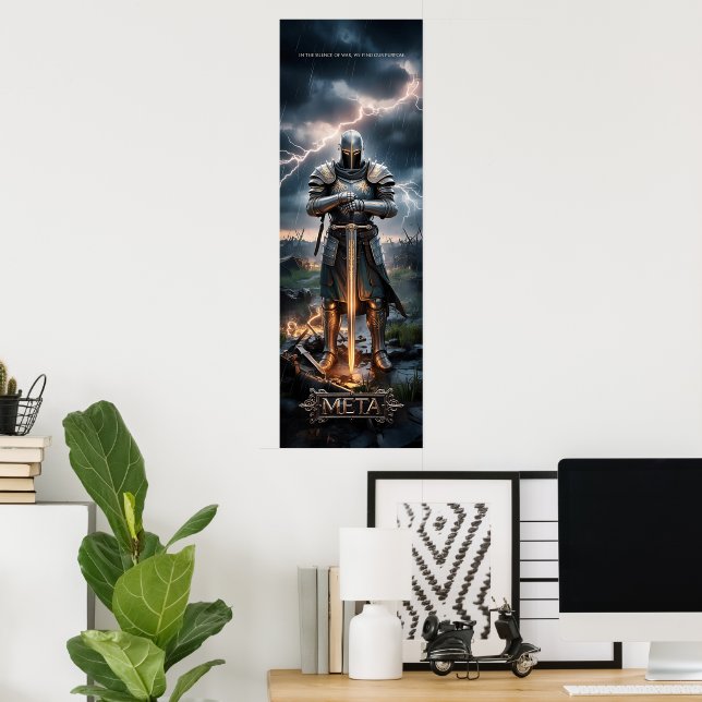 Epic Knight Warrior Digital Poster Mittelalterlich (Heimbüro)