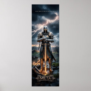Epic Knight Warrior Digital Poster Mittelalterlich