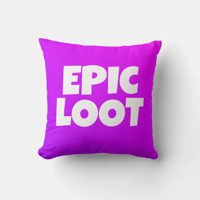 Epic Loot Gamer Kids Neon Lila Text Slogan Kissen (Vorderseite)