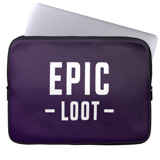 Epic Loot Gamer Lila White Teen Boy Slogan Laptopschutzhülle (Vorderseite)