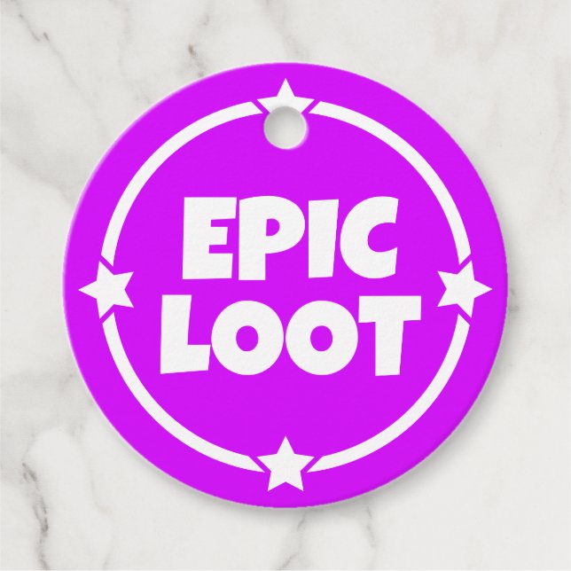 Epic Loot Gamer Neon Lila Star Text Slogan Geschenkanhänger (Vorderseite)