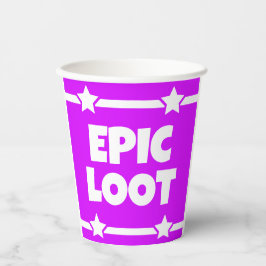 Epic Loot Gamer Neon Lila Star Text Slogan Pappbecher