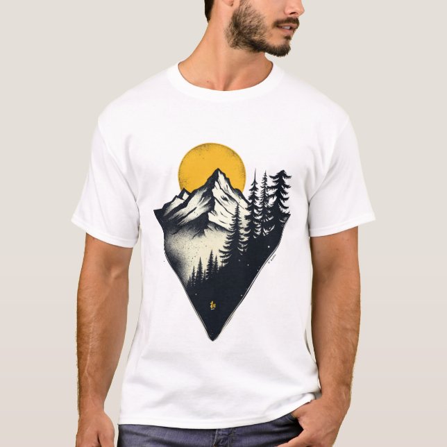 Epic Mountain Escape: Bold Nature Adventure Design T-Shirt (Vorderseite)