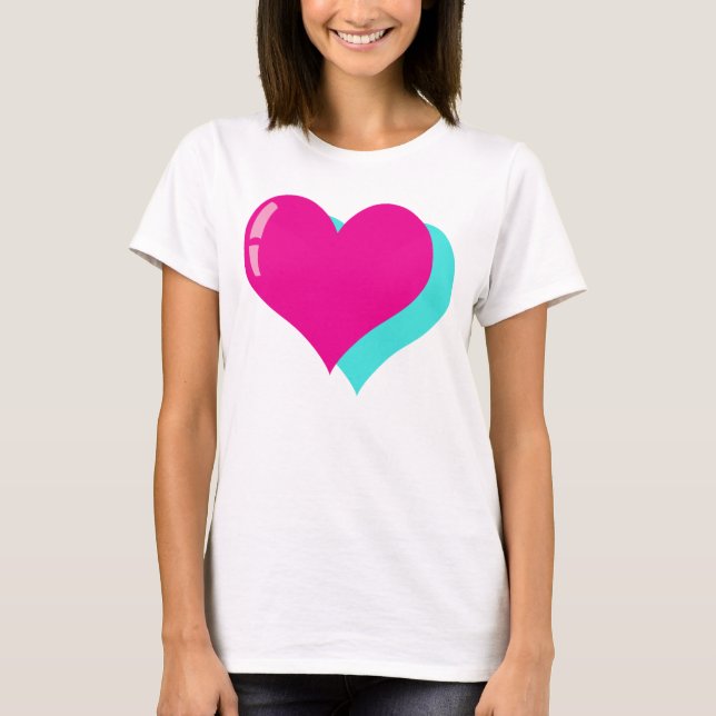 Epic Neon Retro Vaporwave Heart Design T-Shirt (Vorderseite)