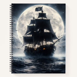 Epic Pirate Ship Moon Notebook – Dark Ocean Pirate Notizbuch