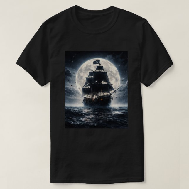 Epic Pirate Ship Moon T-Shirt – Dark Ocean Pirate  (Design vorne)