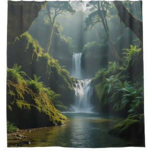 Epic Rainforest Cove Wasserfall gestrichen Duschvorhang