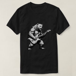 Epic Rock Guitar Bear Black & White Men’s T-Shirt