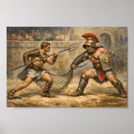 Epic Roman Gladiator Battle Traditional Foes Poster