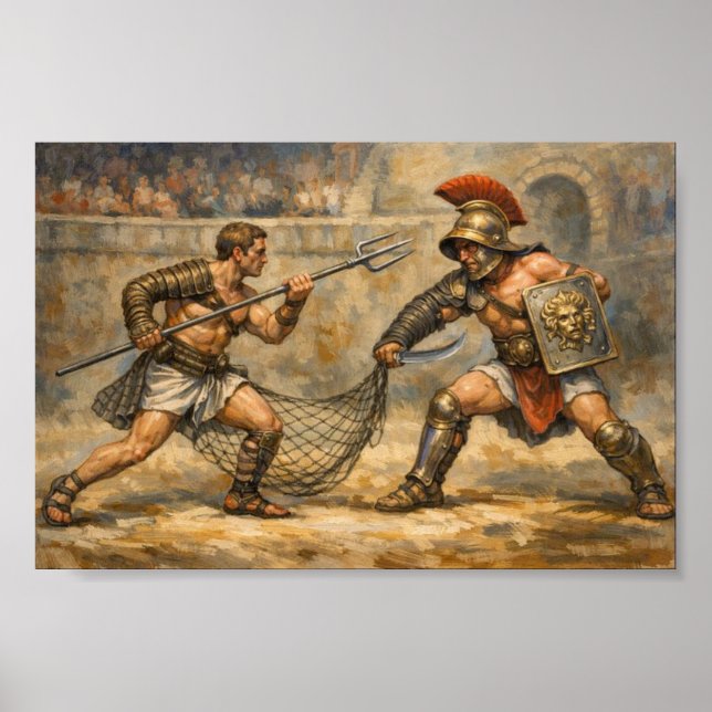 Epic Roman Gladiator Battle Traditional Foes Poster (Vorne)