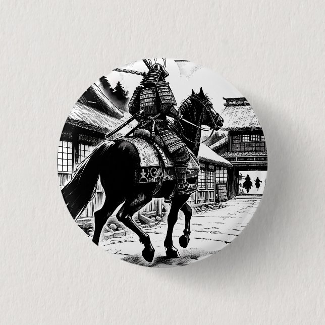 Epic Samurai Rider Manga Art Print Button (Vorderseite)