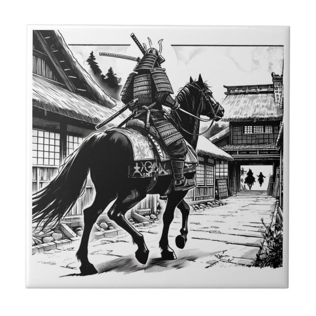 Epic Samurai Rider Manga Art Print Fliese (Vorderseite)