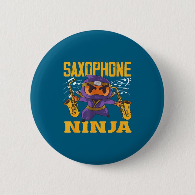 Epic Saxophonist Ninja Saxophone Button (Vorderseite)