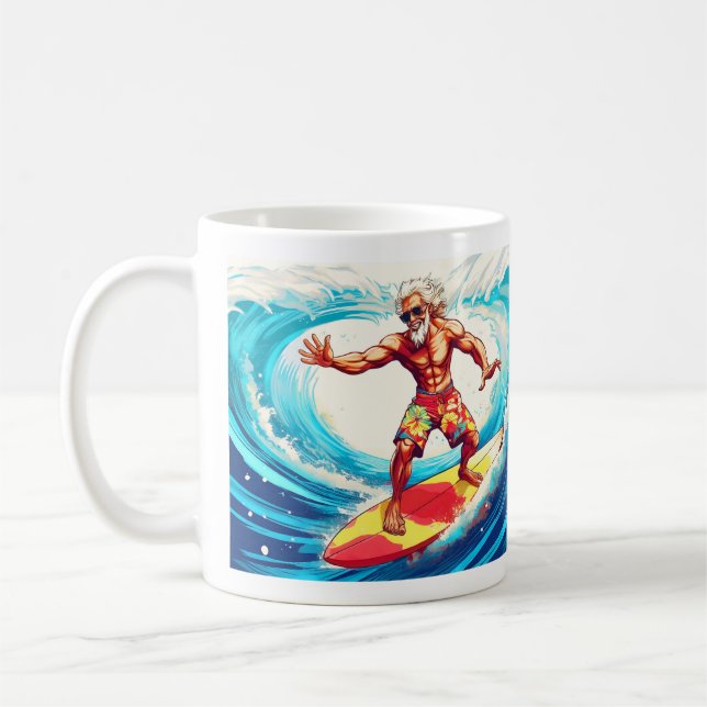 Epic Senior Surfer Riding Waves mit Style Kaffeetasse (Links)