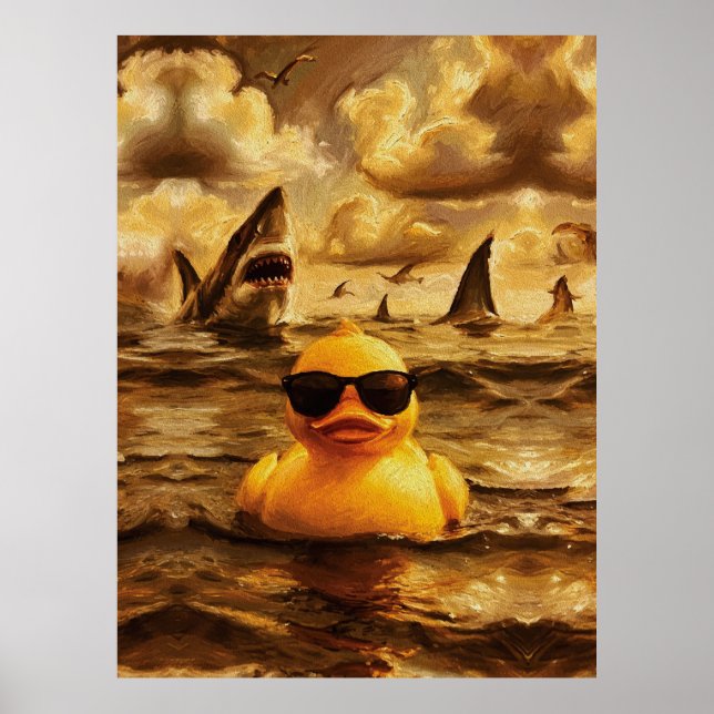 Epic Shark Attack with Brave Rubber Duck Poster (Vorne)