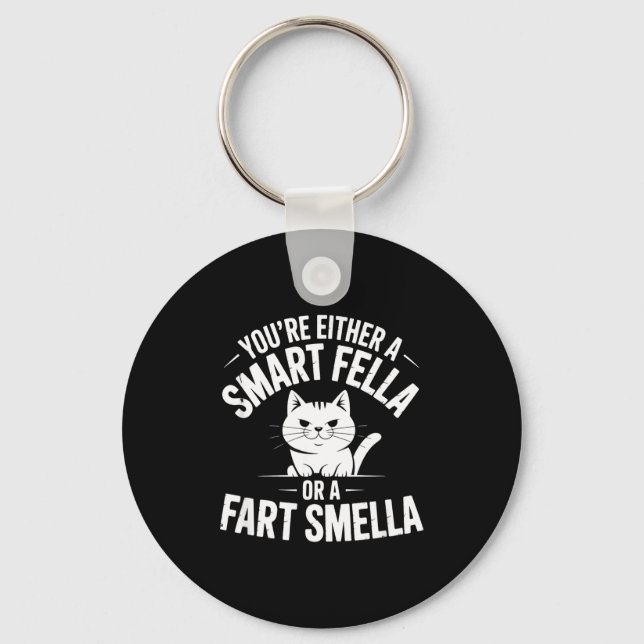 Epic Smella Cat Smart Fart Humor Spoonerism Fella Schlüsselanhänger (Vorderseite)