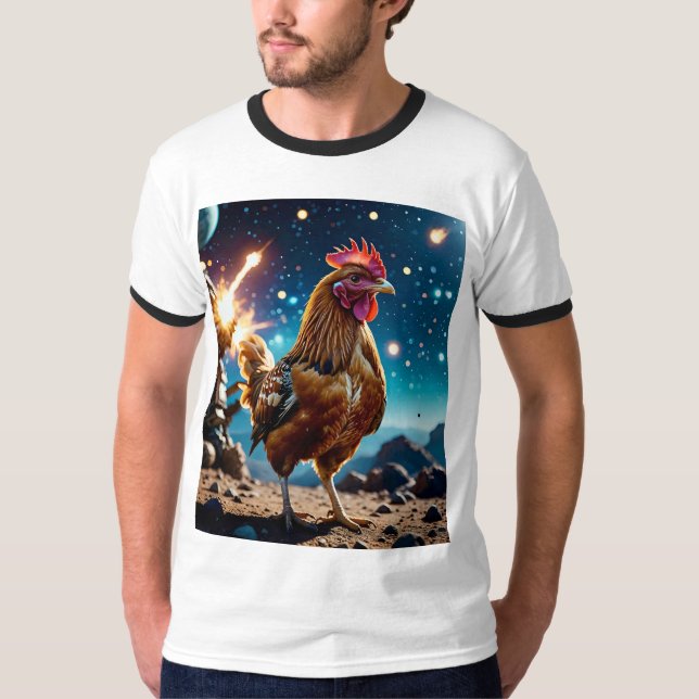 Epic Space Chicken Battle Galaxy Tshirt (Vorderseite)