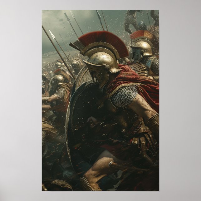 Epic Spartan Warriors Battle Scene Poster (Vorne)