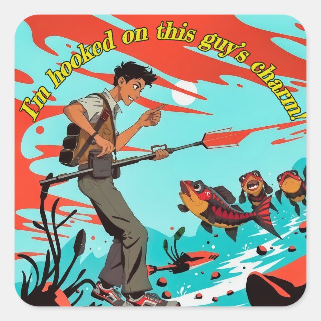 Epic Spearfish Adventure Quadratischer Aufkleber (Vorderseite)