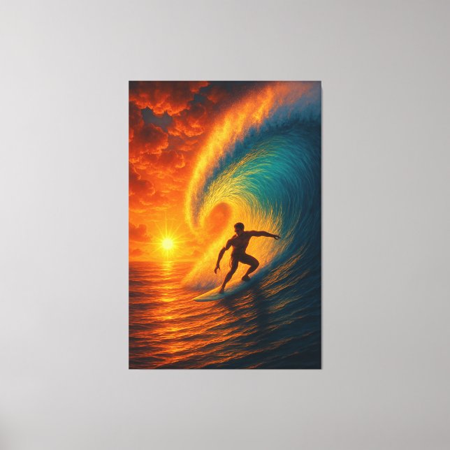Epic Sunset Surf Wave - Ocean Leinwand Mauer (Vorderseite)