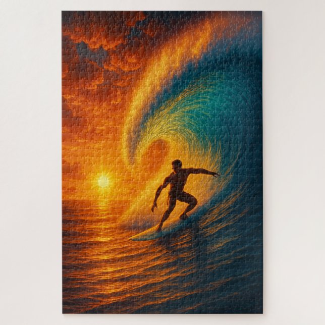 Epic Sunset Wave Surfer - Ocean Jigsaw Puzzle (Vertikal)