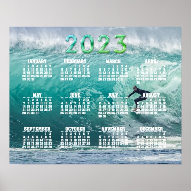 Epic Surfwelle 2023 Kalender Poster (Vorne)