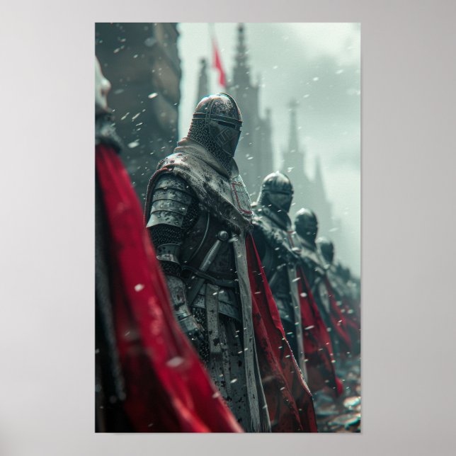 Epic Templar Knights - Hyper-realistisches Poster (Vorne)