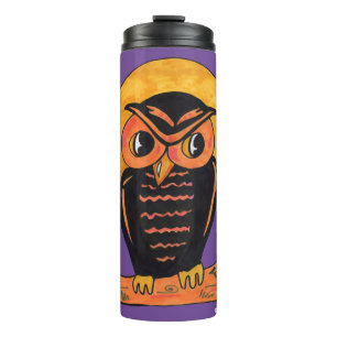 Epic Vintag Owl Halloween Cartoon Character Art Thermosbecher