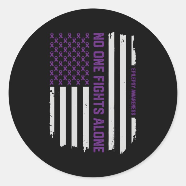 Epilepsie Awareness American Flag Epilepsy Runder Aufkleber (Vorderseite)