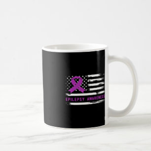 Epilepsie Awareness American Flag Lila Band Kaffeetasse