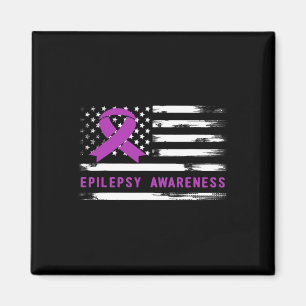 Epilepsie Awareness American Flag Lila Band Magnet
