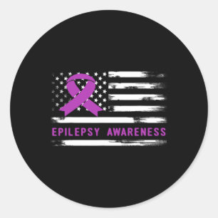 Epilepsie Awareness American Flag Lila Band Runder Aufkleber