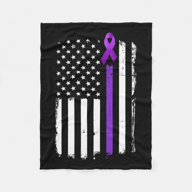 Epilepsie Awareness American Flag Lila Day Ribbon Fleecedecke (Vorderseite)