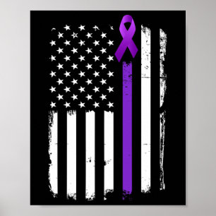 Epilepsie Awareness American Flag Lila Day Ribbon Poster