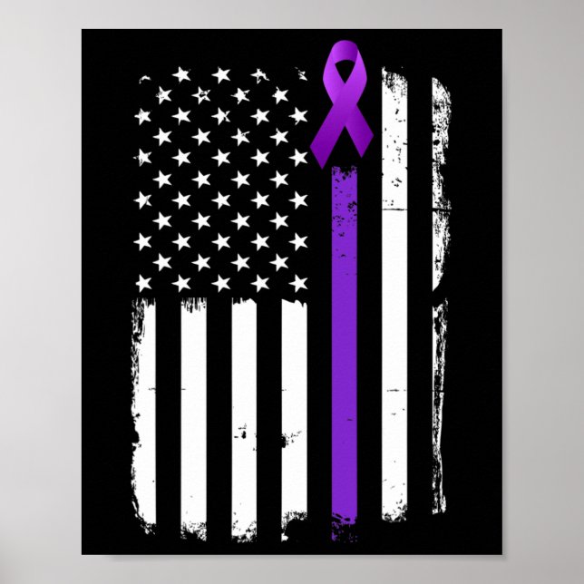 Epilepsie Awareness American Flag Lila Day Ribbon Poster (Vorne)