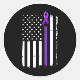 Epilepsie Awareness American Flag Lila Day Ribbon Runder Aufkleber