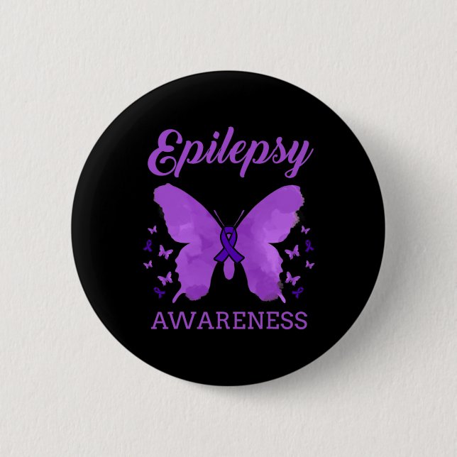 Epilepsie Awareness Butterfets Epilepsy Button (Vorderseite)