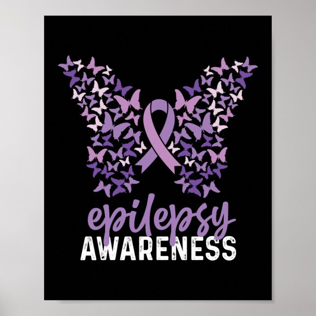 Epilepsie Awareness Butterfly Ribbon Poster (Vorne)