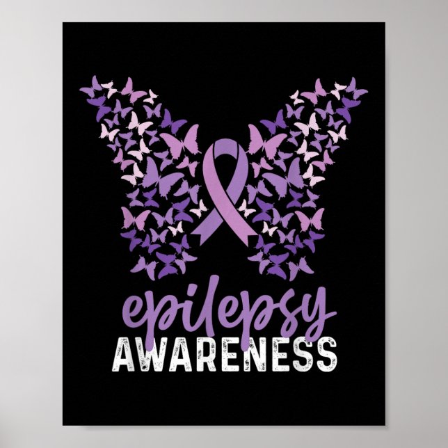 Epilepsie Awareness Butterfly Ribbon Poster (Vorne)