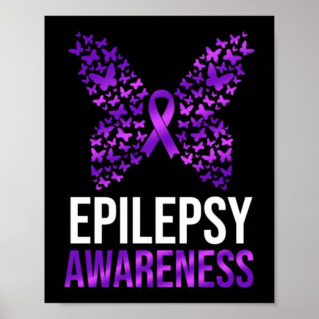 Epilepsie Awareness Butterfly Ribbon Poster (Vorne)