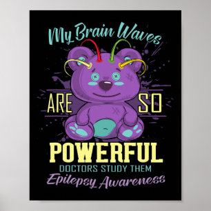 Epilepsie Awareness Day Lila Bear Epileptic Fight Poster