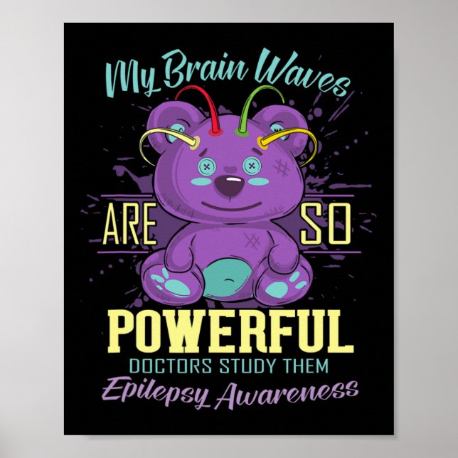 Epilepsie Awareness Day Lila Bear Epileptic Fight Poster (Vorne)